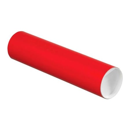 The Packaging Wholesalers Colored Mailing Tubes With Caps, 3" Dia. x 12"L, 0.06" Thick, Red, 24/Pack P3012R